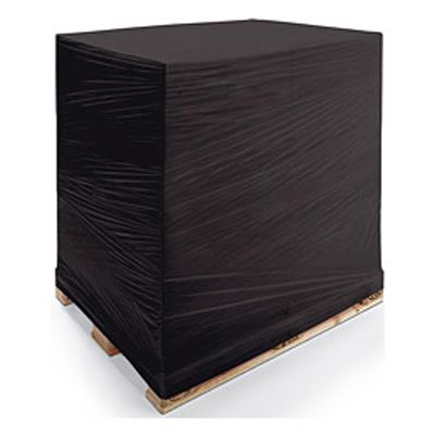 Pallet Covered In Black Stretch Wrap