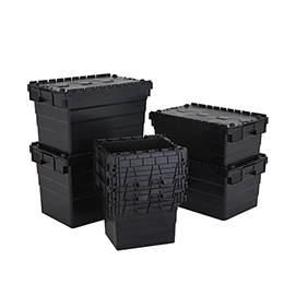 BiGDUG Essentials Recycled Plastic Black Attached Lid Containers