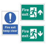 FIRE EXIT SIGN UP, PLASTIC - 210 x 297mm - PACK 5